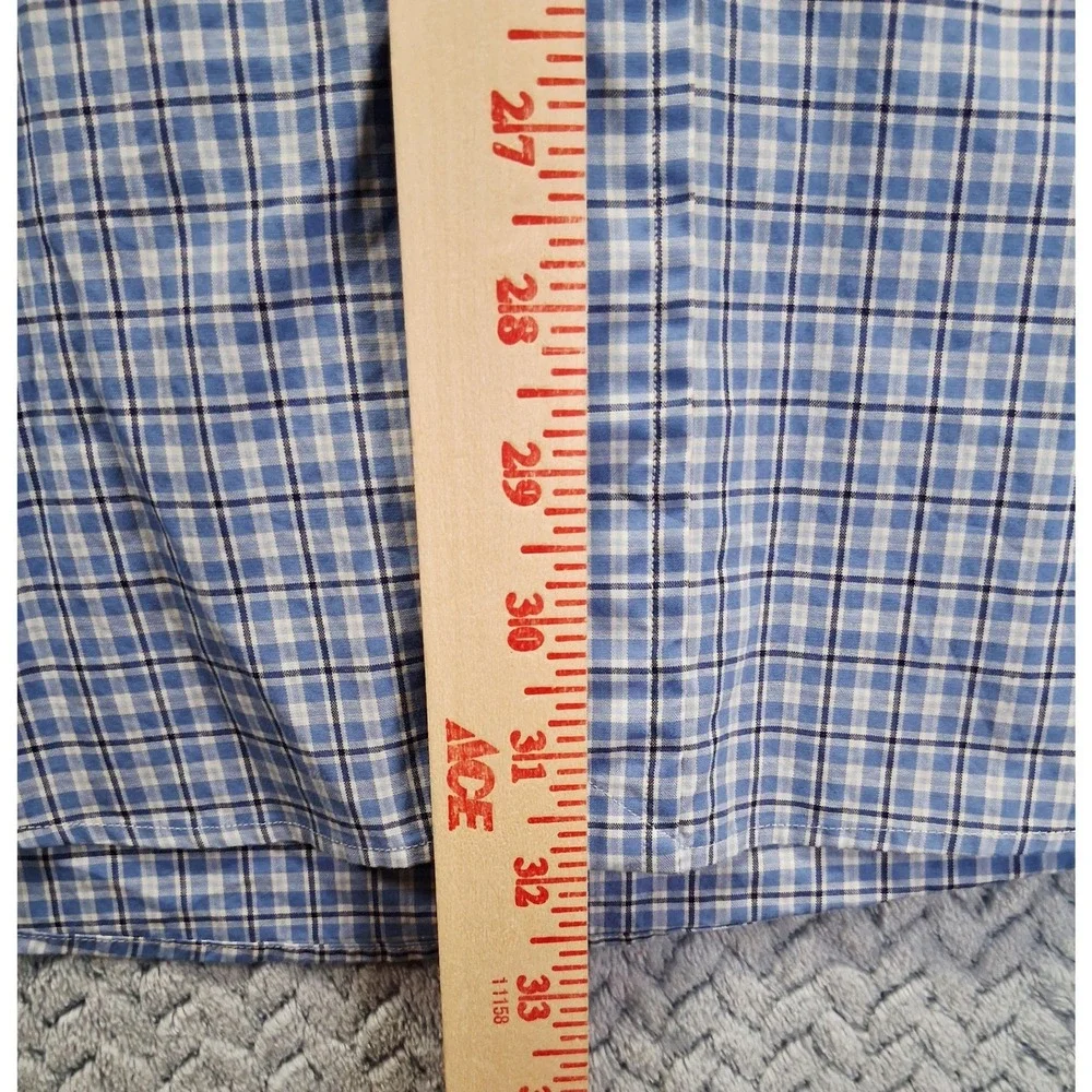 Polo Ralph Lauren Mens Classic Fit Plaid Button Down Shirt Blue White 17 34/35
